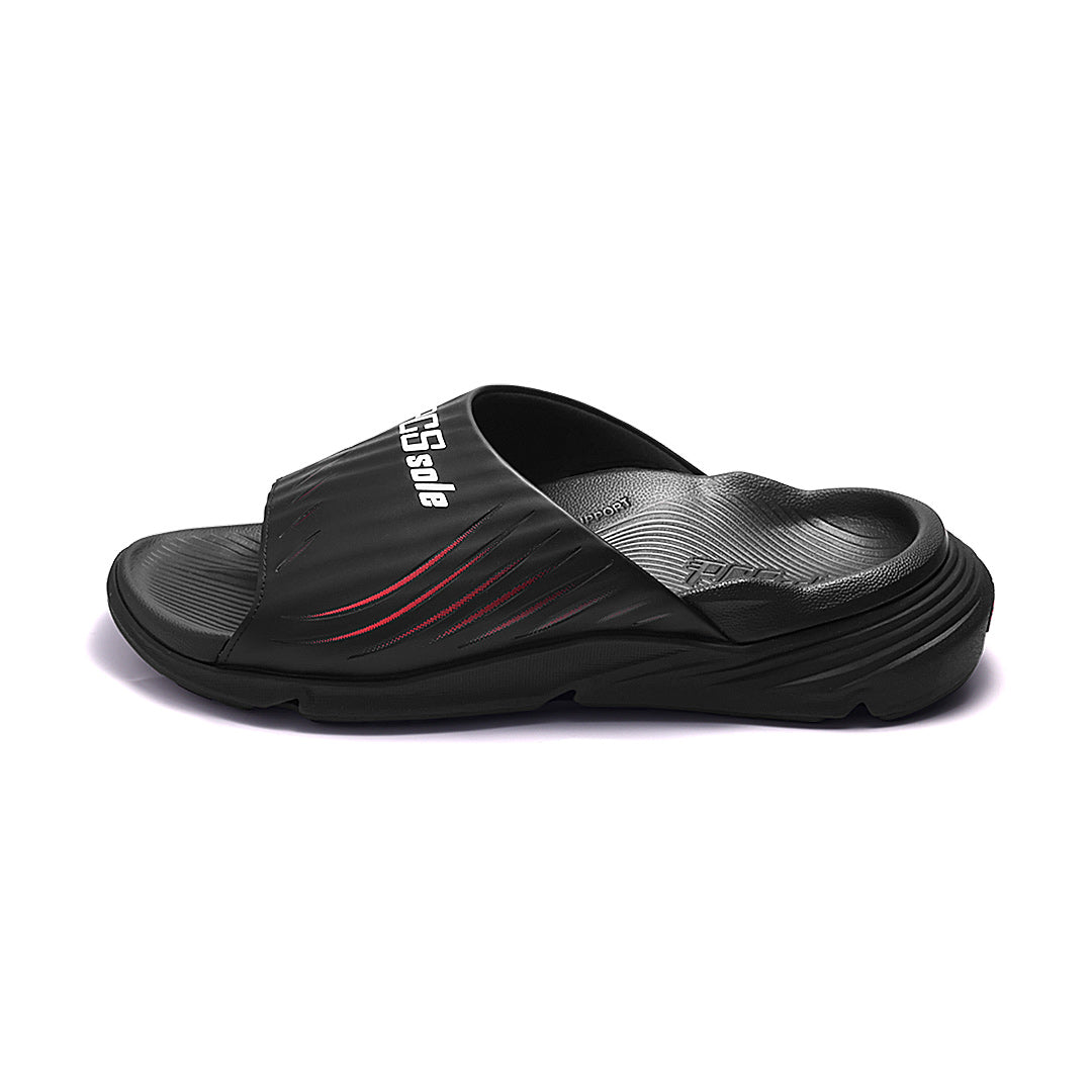 Jet Black Slides With Arch Support