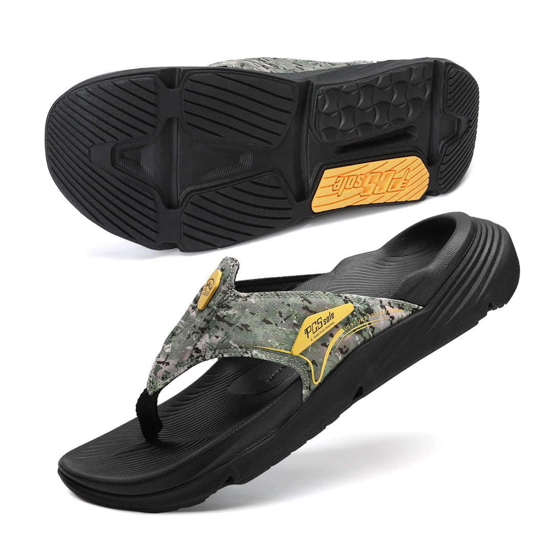 mens army green camo flip flops