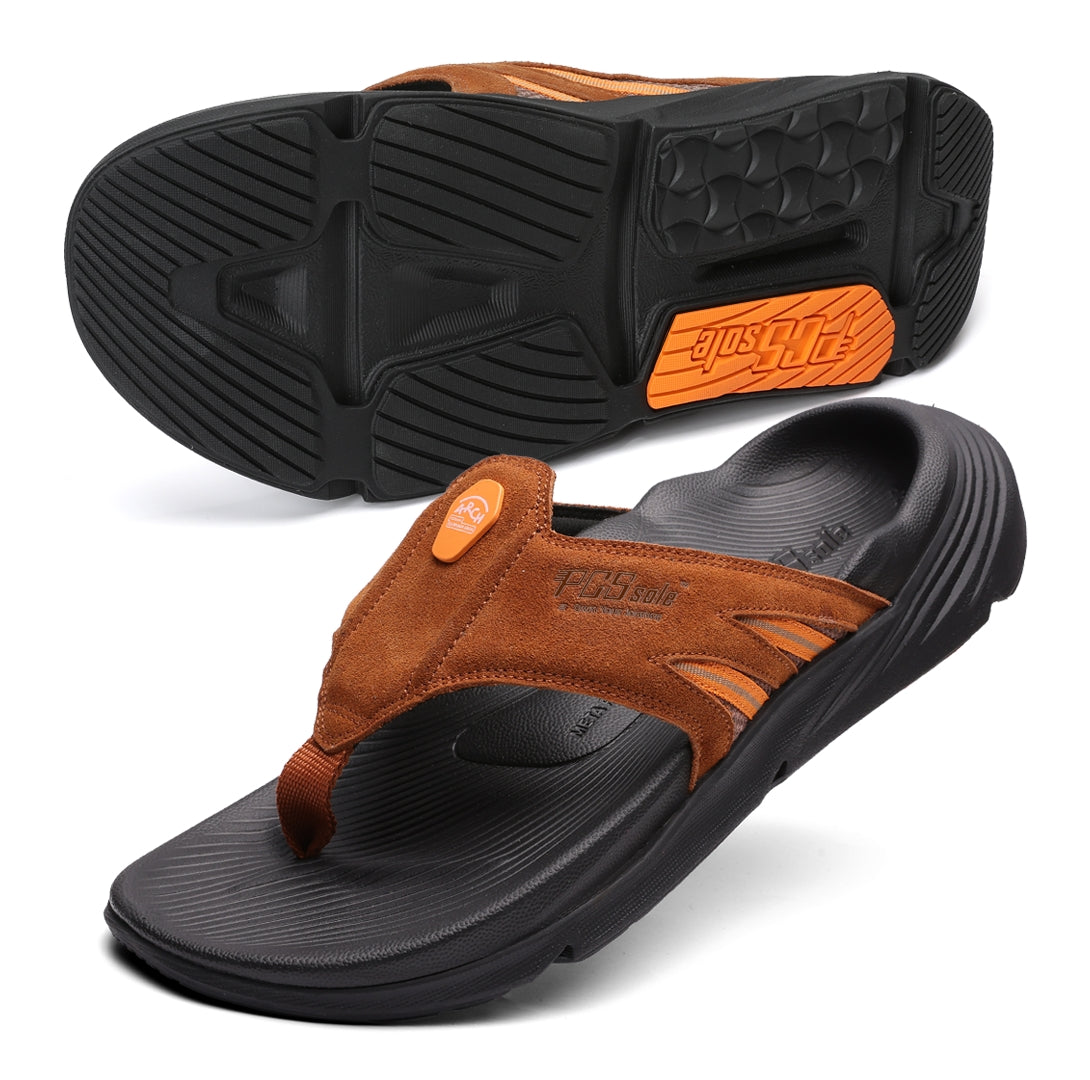 men's mocha suede arch suppport flip flops