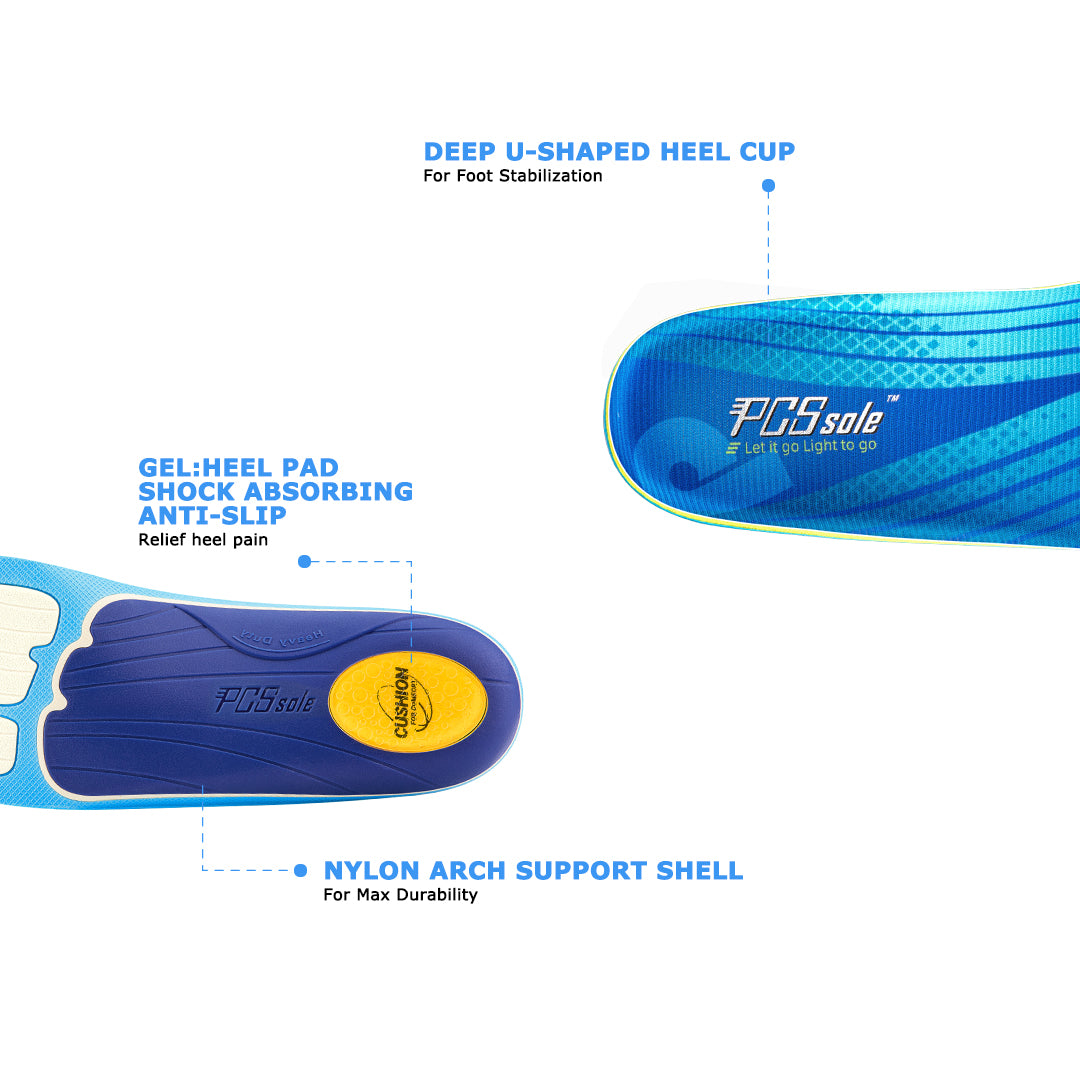 insoles with gel & deep U-shaped heel cup