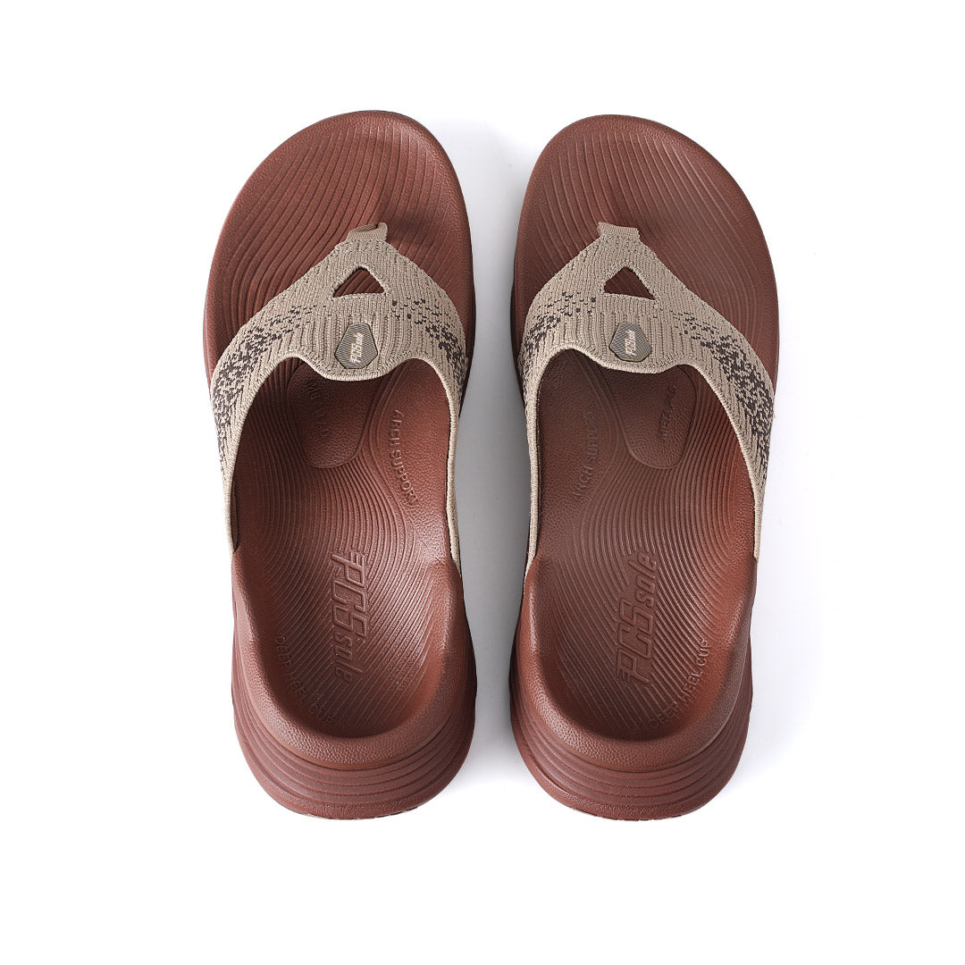 Warm Brown Arch Support Flip Flops Front