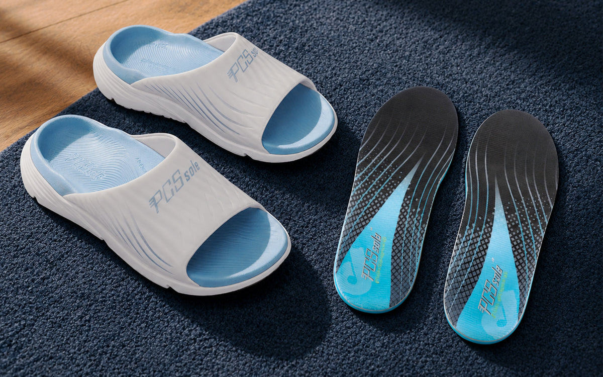 PCSsole slide sandals and insoles provide great arch support.
