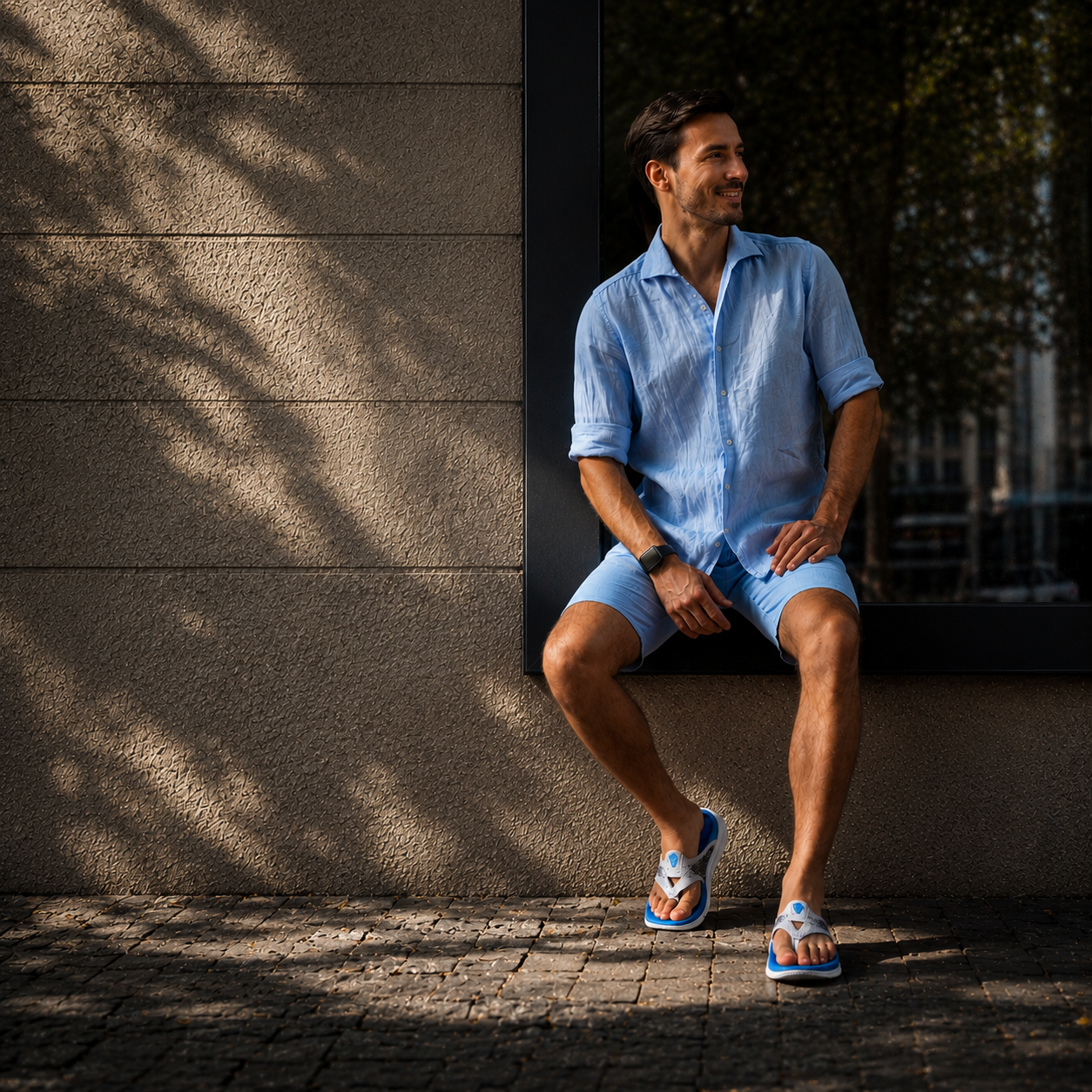 Men's sky blue flip flops