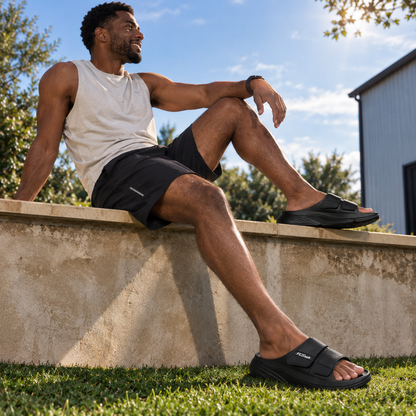 Recovery black slide sandals